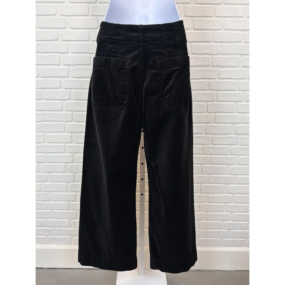 Maeve The Colette Wide-Leg Crop Pant Black Velvet 27 - Picture 2 of 4
